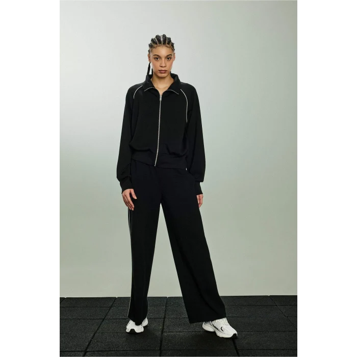 Defacto D7128AXBK81 Siyah Wide Leg Geniş Paça Standart Boy Modal Sporcu Pantolon