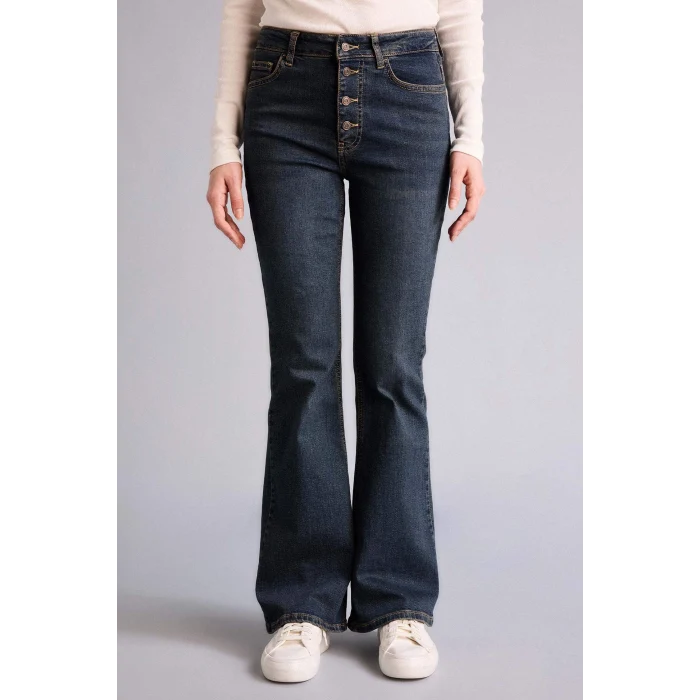 Defacto F5536AXNM34 Mavi Mia Flare Fit Jean Yıkamalı Pantolon