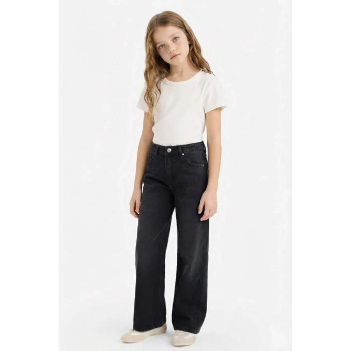 Defacto G4655A8NM55 Gri Straıght Wıde Geniş Paça Jean Pantolon Kız Çocuk