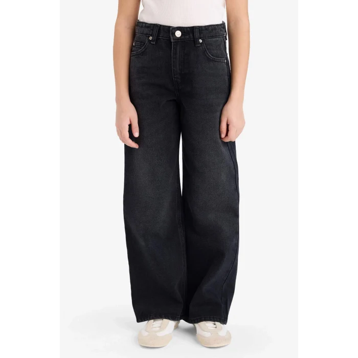 Defacto G4655A8NM55 Gri Straıght Wıde Geniş Paça Jean Pantolon Kız Çocuk