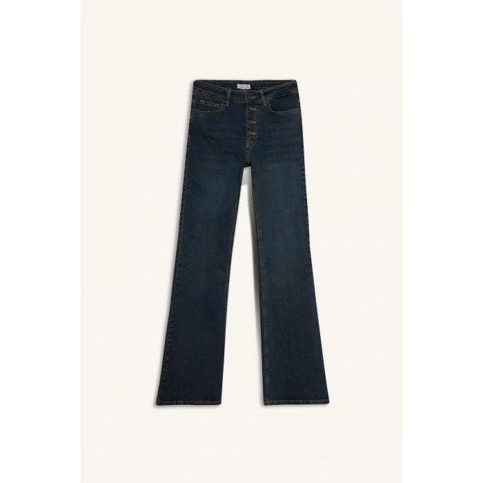 Defacto F5536AXNM34 Mavi Mia Flare Fit Jean Yıkamalı Pantolon