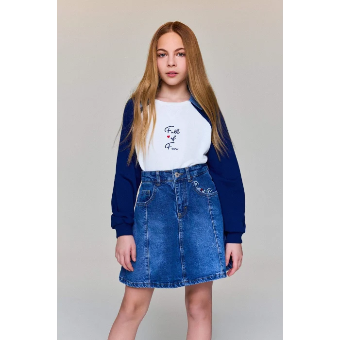 Defacto G6892A8NM34 Mavi Jean Etek Kız Çocuk