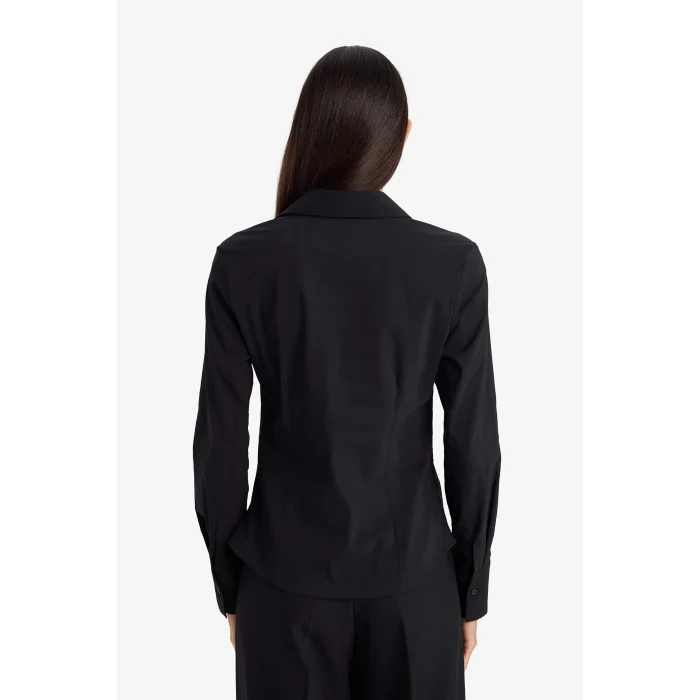 Defacto I5278AZBK27 Siyah Fitted Bengalin Gömlek