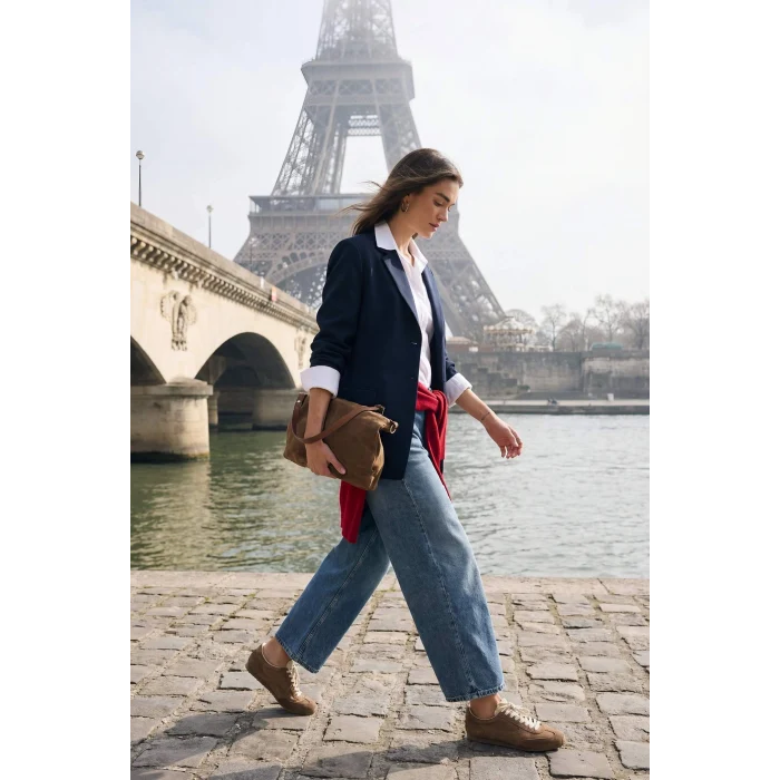 Defacto G8867AXNM28 Mavi %100 Pamuk Barrel Fıt Normal Bel Jean Pantolon