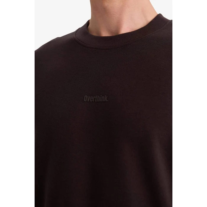 Defacto F8144AXBN337 Kahve Nefes Alabilen Loose Fıt Baskılı Tişört