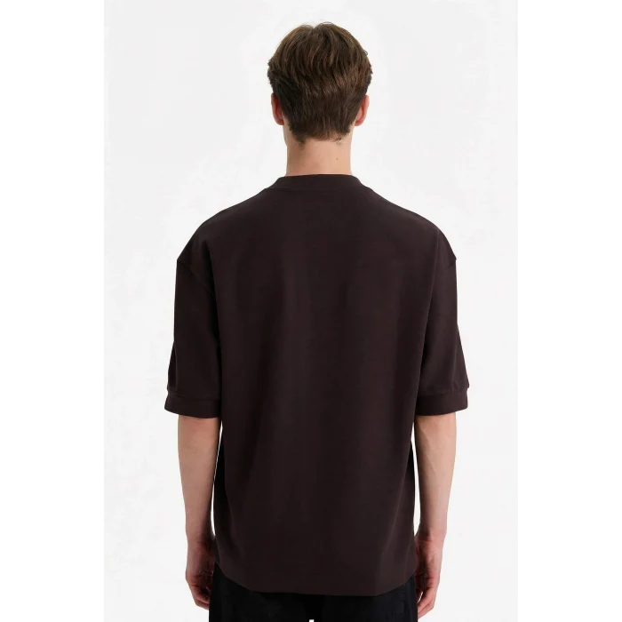 Defacto F8144AXBN337 Kahve Nefes Alabilen Loose Fıt Baskılı Tişört