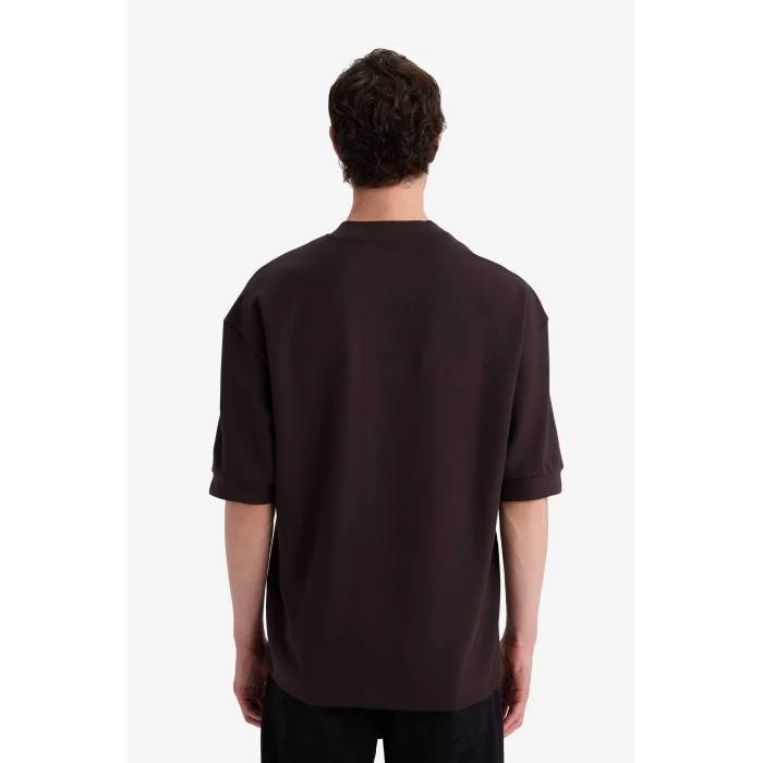 Defacto F8144AXBN337 Kahve Nefes Alabilen Loose Fıt Baskılı Tişört