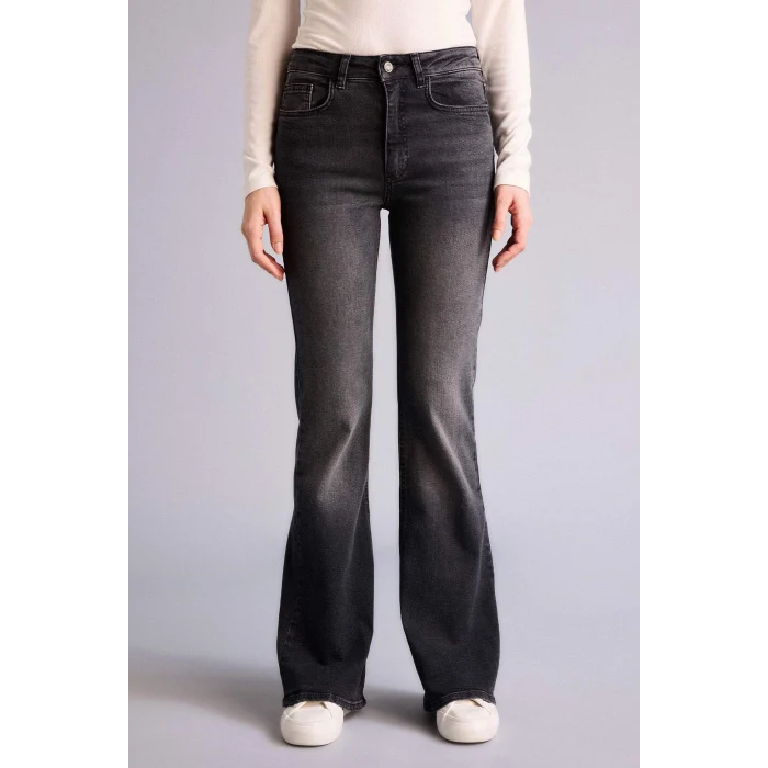Defacto G8879AXNM40 Siyah Mıa Flare Fıt Yüksek Bel Jean Pantolon