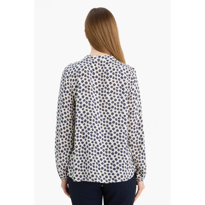 Defacto N1809AZNV253 Lacivert Regular Fit Desenli Bluz