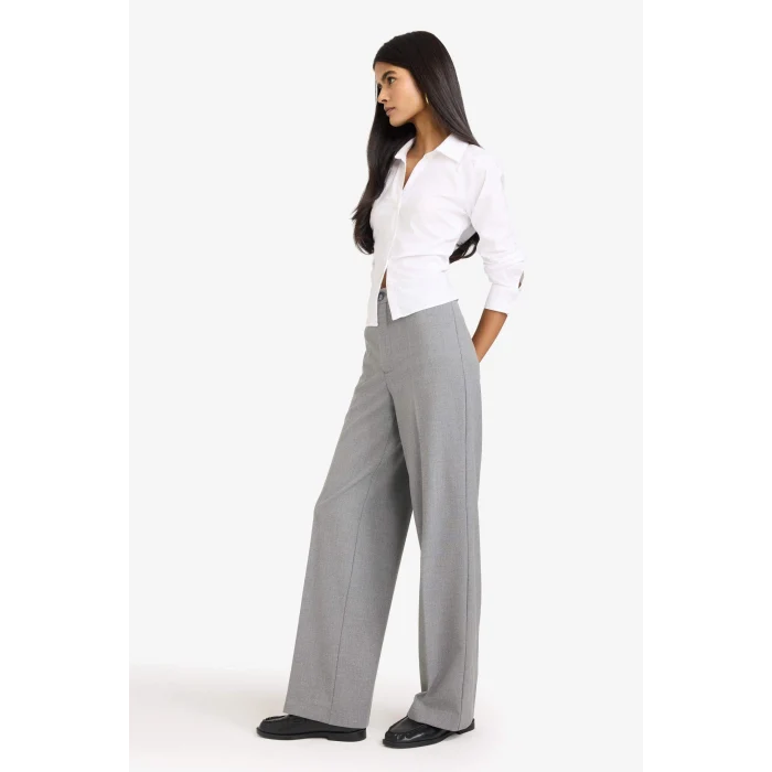 Defacto F6214AXGR394 Gri Straıght Fıt Fleto Cepli Normal Bel Standart Boy Pantolon