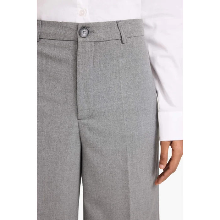 Defacto F6214AXGR394 Gri Straıght Fıt Fleto Cepli Normal Bel Standart Boy Pantolon