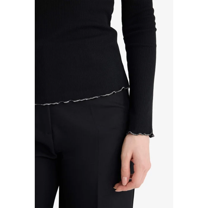 Defacto E9540AXBK27 Siyah Fitilli Kaşkorse Tişört Tunik