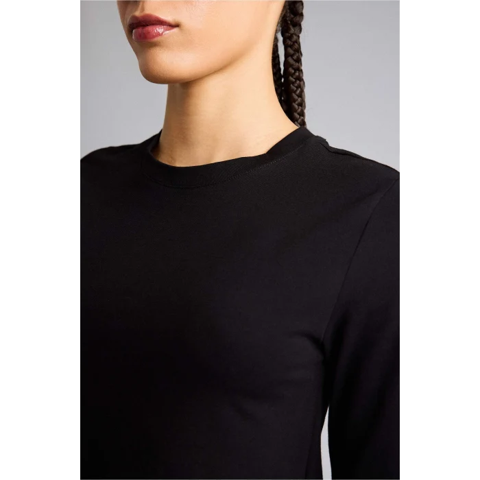 Defacto F9087AXBK81 Siyah Slım Fıt Bisiklet Yaka Sporcu Uzun Kollu Tişört