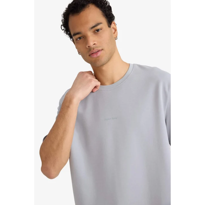 Defacto F8093AXGR130 Gri REGULAR FIT Baskılı Tişört