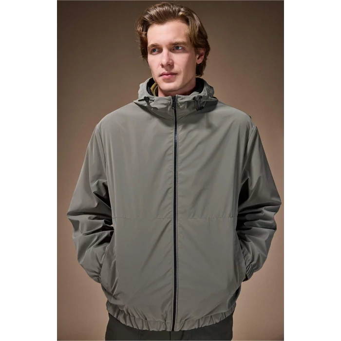 Defacto F8491AXKH401 Haki Su İtici Kapüşonlu Mont