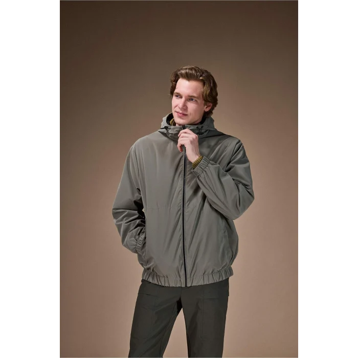 Defacto F8491AXKH401 Haki Su İtici Kapüşonlu Mont