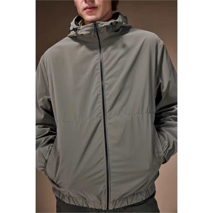 Defacto F8491AXKH401 Haki Su İtici Kapüşonlu Mont