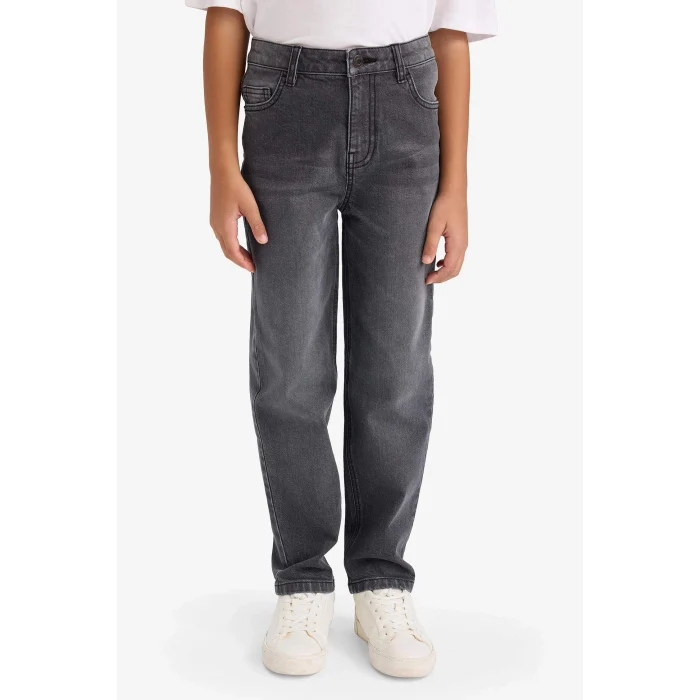 Defacto F8432A8NM40 Siyah Straight Fit Düz Paça Jean Pantolon Erkek Çocuk