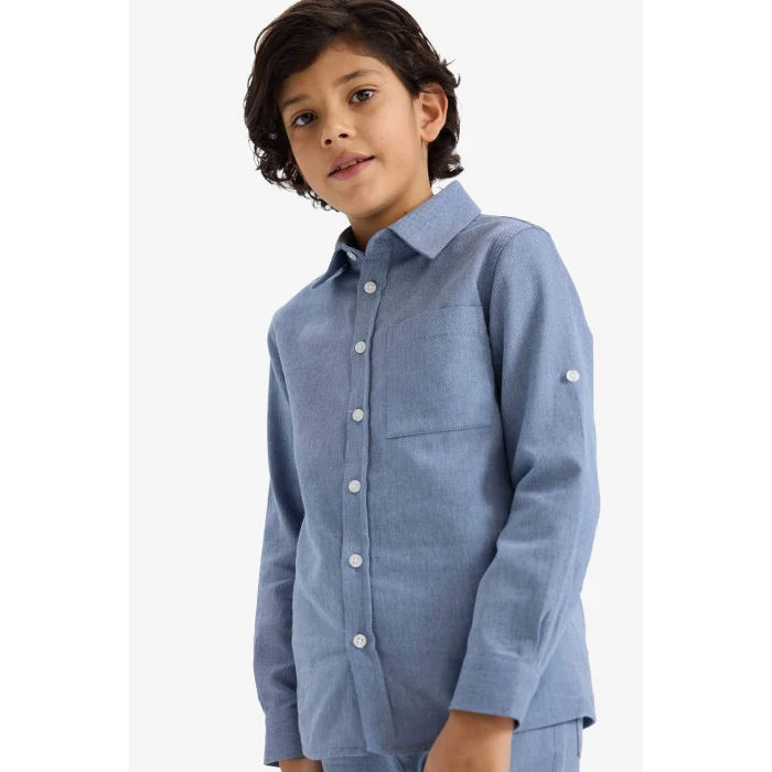Defacto G6742A8IN34 İndigo Erkek Çocuk Uzun Kollu Gömlek
