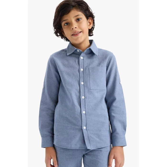 Defacto G6742A8IN34 İndigo Erkek Çocuk Uzun Kollu Gömlek
