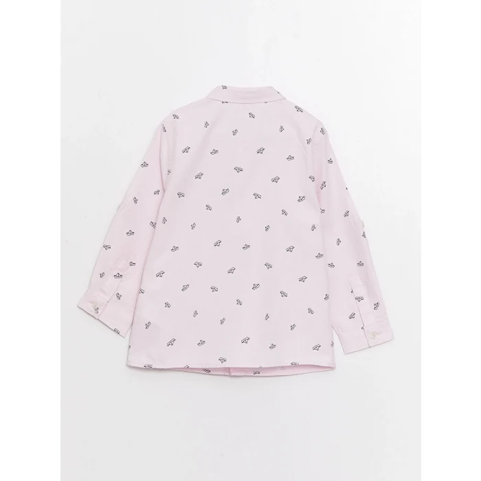 LCW baby Pembe Baskılı Erkek Bebek Gömlek ve Papyon 2li