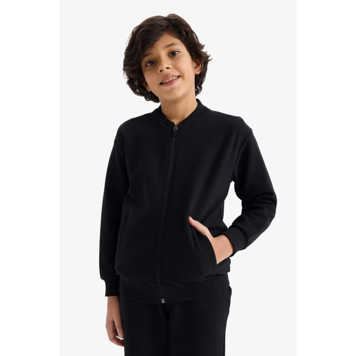 Defacto G5202A8BK81 Siyah Kolej Yaka Bomber Hırka Erkek Çocuk