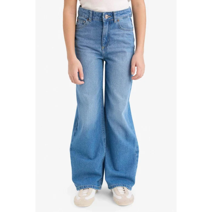 Defacto G4648A8NM39 Mavi 90s Wıde Leg Geniş Paça Jean Pantolon Kız Çocuk