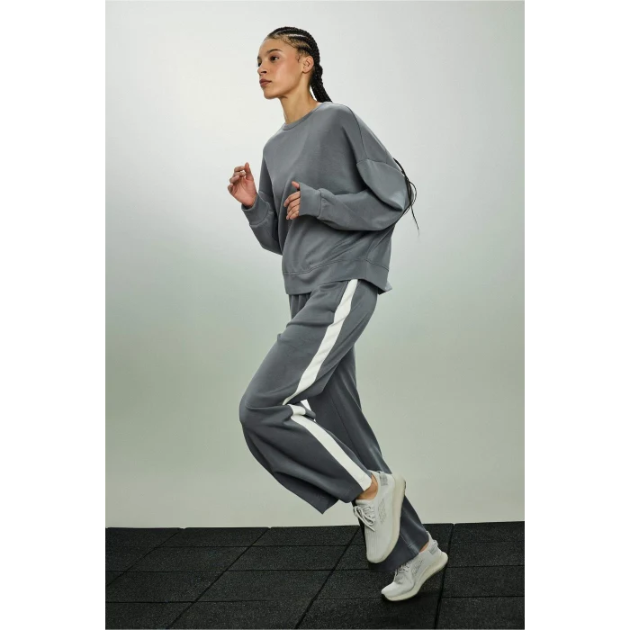 Defacto F8360AXGR463 Gri Wıde Leg Cepli Modal Eşofman Altı