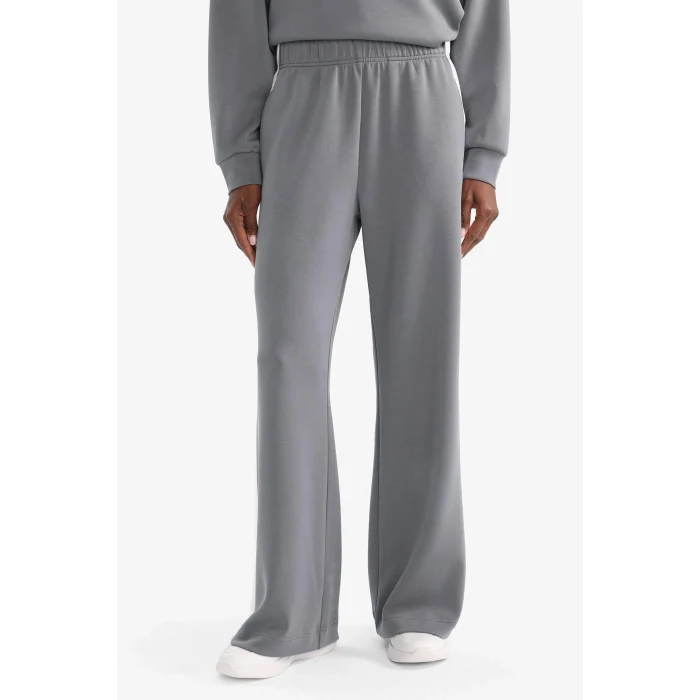 Defacto F8360AXGR463 Gri Wıde Leg Cepli Modal Eşofman Altı