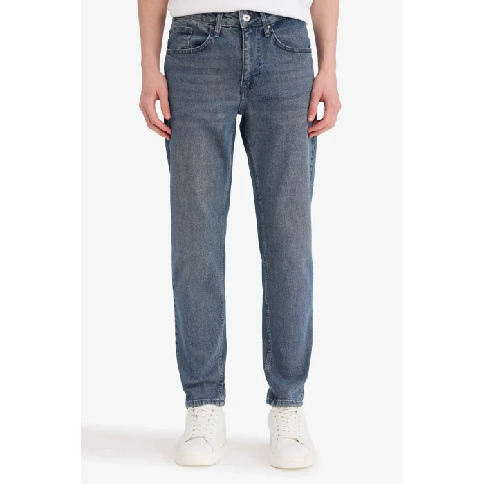 Defacto G1300AXNM84 İndigo Slim Tapered Fit Jean Pantolon