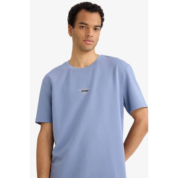 Defacto F8094AXPR469 Mor REGULAR FIT Baskılı Tişört