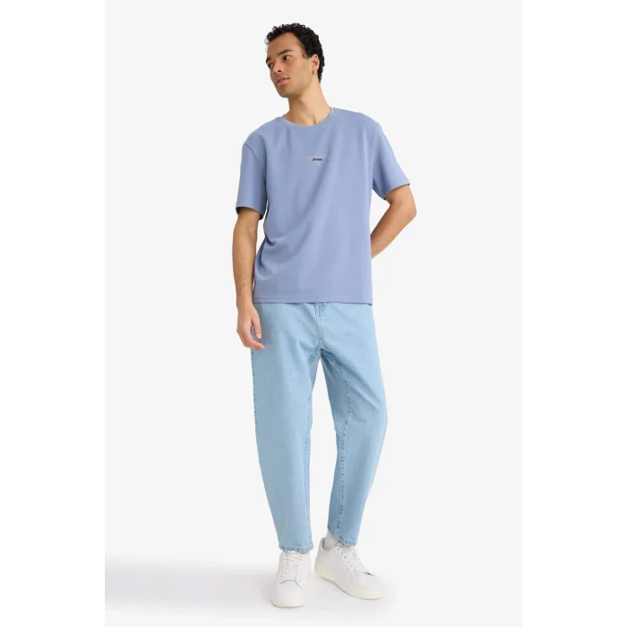 Defacto F8094AXPR469 Mor REGULAR FIT Baskılı Tişört
