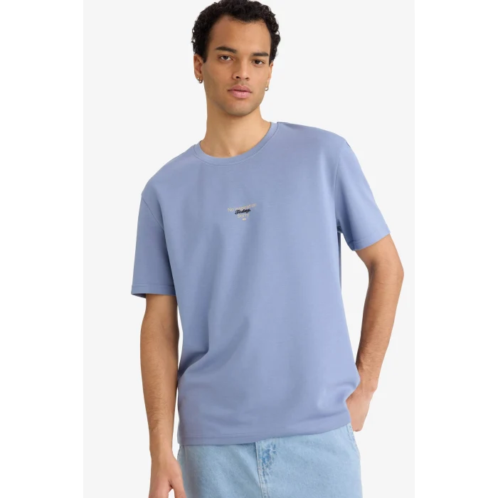 Defacto F8094AXPR469 Mor REGULAR FIT Baskılı Tişört