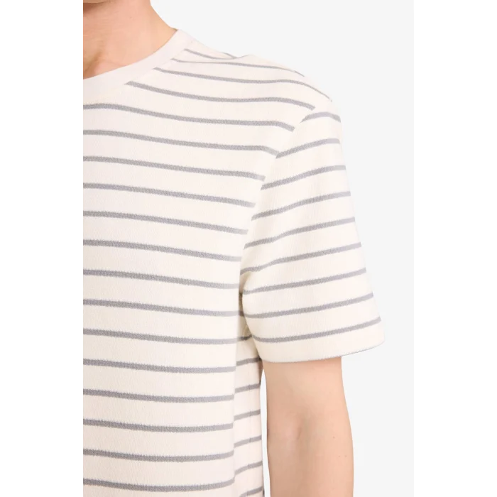 Defacto F9673AXGR67 Gri REGULAR FIT %100 Pamuk Çizgili Tişört