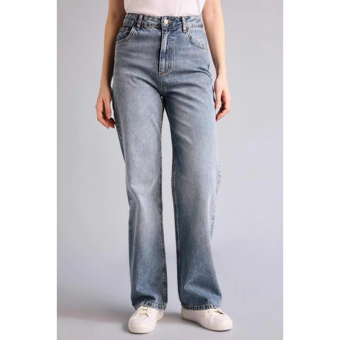 Defacto G8835AXNM34 Mavi 90s Wıde Leg Yüksek Bel Jean Yıkamalı Pantolon