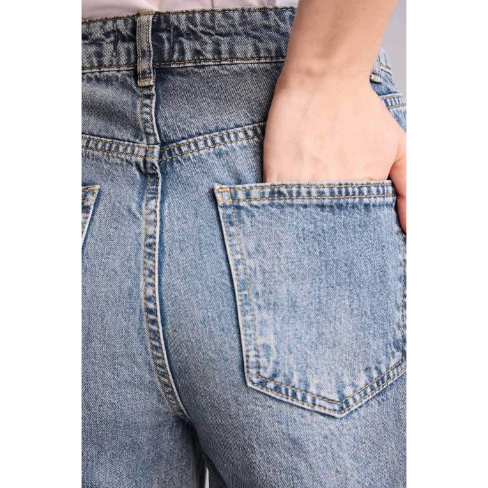 Defacto G8835AXNM34 Mavi 90s Wıde Leg Yüksek Bel Jean Yıkamalı Pantolon