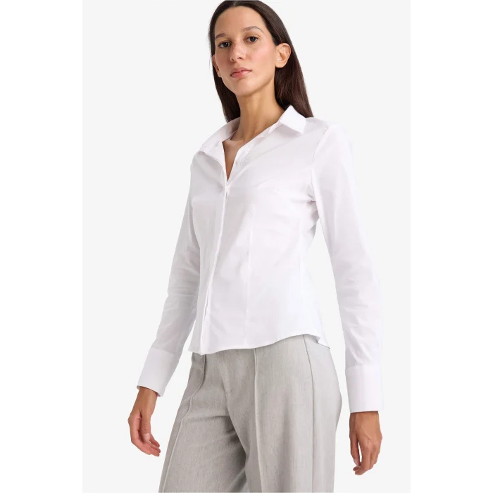 Defacto I5278AZWT36 Beyaz Fitted Bengalin Gömlek