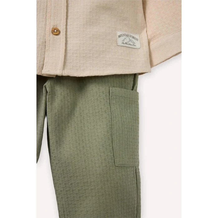 Defacto G7135A5BG286 Bej Müslin 2li Takım Gömlek Pantolon Erkek Bebek