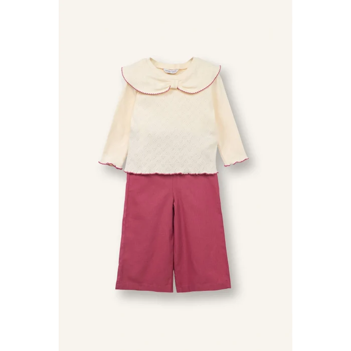 Defacto G8181A5ER99 Ekru Keten Görünümlü 2li Takım Kız Bebek