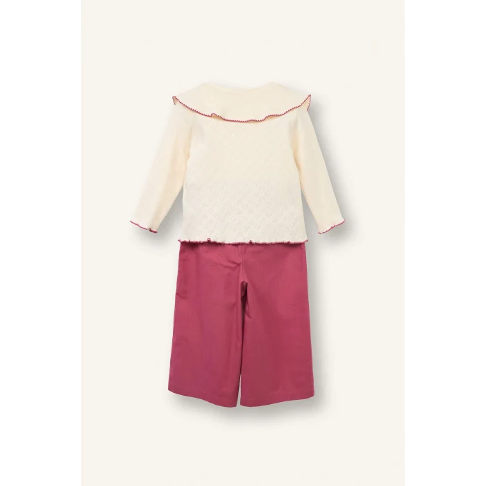 Defacto G8181A5ER99 Ekru Keten Görünümlü 2li Takım Kız Bebek