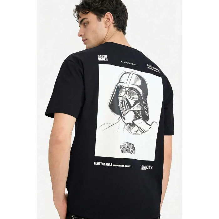 Defacto F8140AXBK81 Siyah Star Wars Boxy Fit Kısa Kollu Tişört