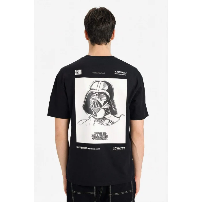 Defacto F8140AXBK81 Siyah Star Wars Boxy Fit Kısa Kollu Tişört
