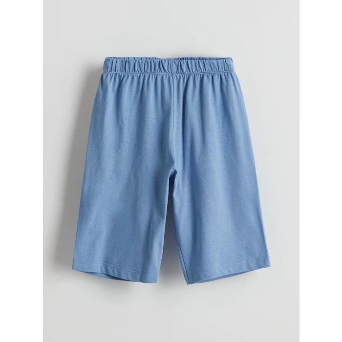 LCW Kids Gri Bisiklet Yaka Erkek Çocuk Şortlu Pijama Takımı