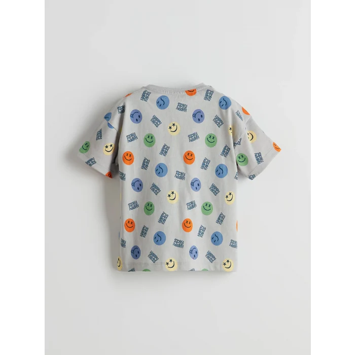 LCW Kids Gri Bisiklet Yaka Erkek Çocuk Şortlu Pijama Takımı