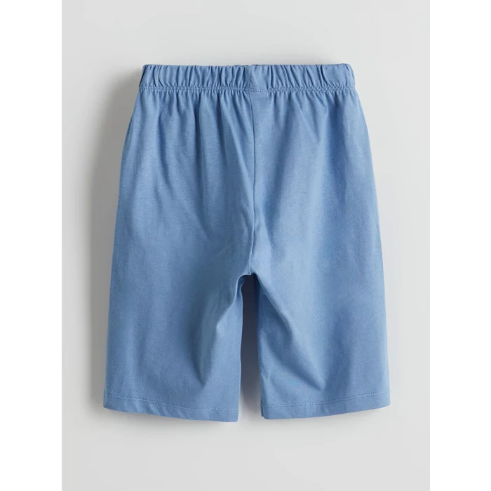 LCW Kids Gri Bisiklet Yaka Erkek Çocuk Şortlu Pijama Takımı