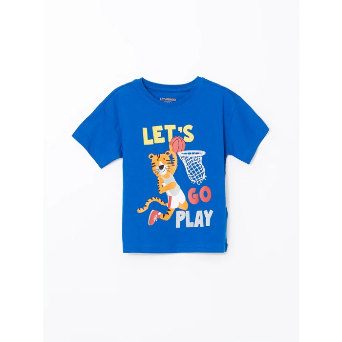 LCW Kids Mavi Bisiklet Yaka Erkek Çocuk Şortlu Pijama Takımı