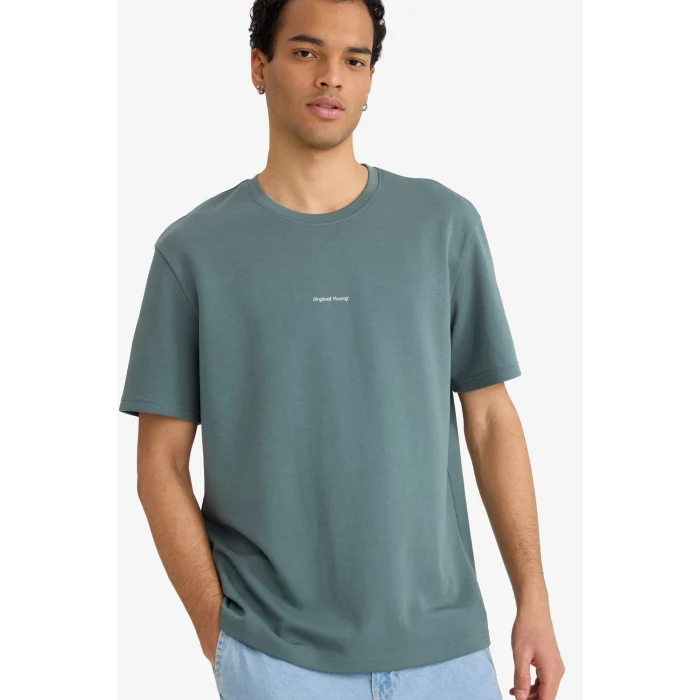 Defacto F8093AXGN829 Yeşil REGULAR FIT Baskılı Tişört