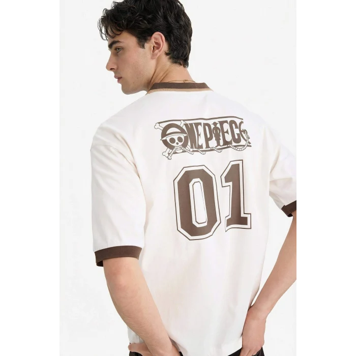 Defacto F8134AXER105 Ekru One Piece Loose Fıt Tişört