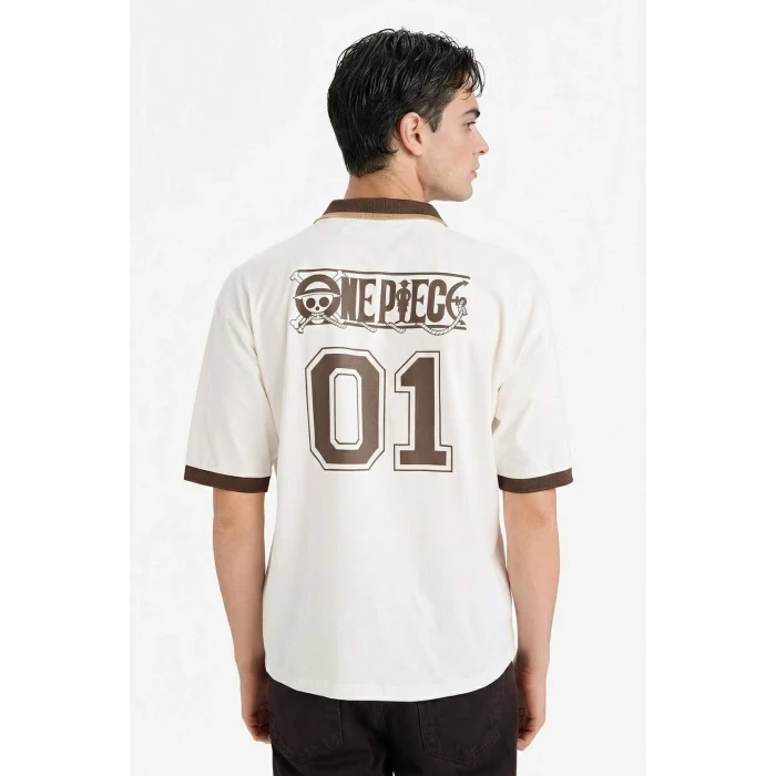 Defacto F8134AXER105 Ekru One Piece Loose Fıt Tişört