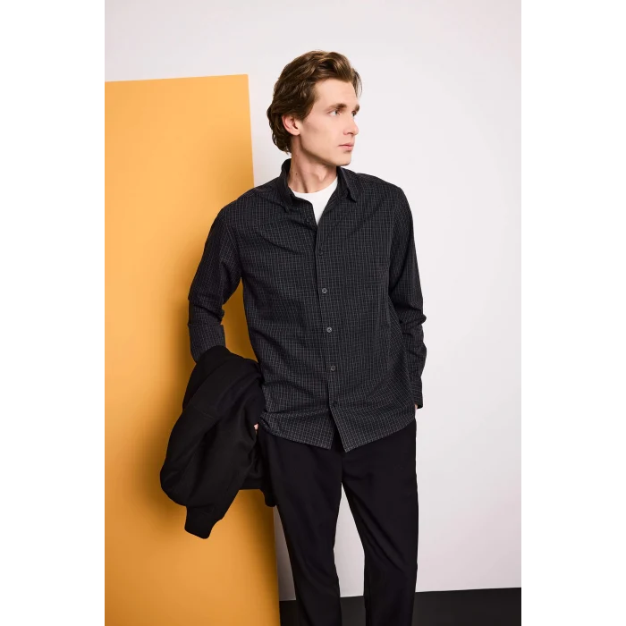 Defacto F9871AXBK27 Siyah Regular Fit Baskılı Gömlek